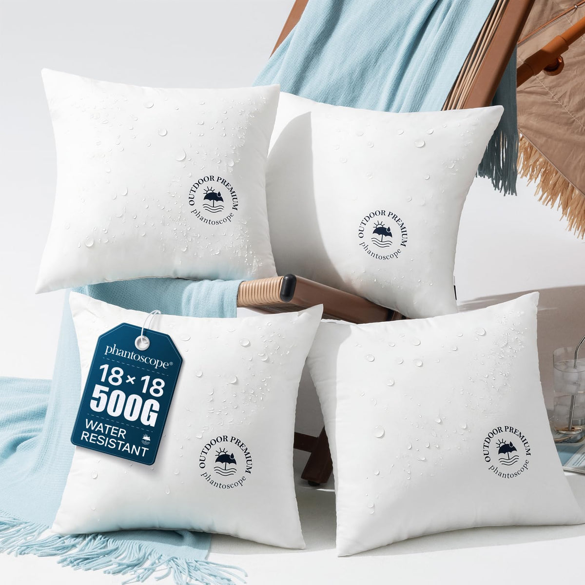 Phantoscope 18x18 outdoor pillow insert packs for patio comfort.