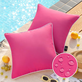 Phantoscope hot pink 18x18 outdoor pillow cover in a 2-pack for patio decor.