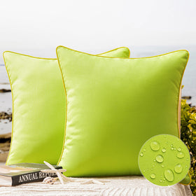 Phantoscope lime green outdoor pillow cover with piping, waterproof for patio seating.