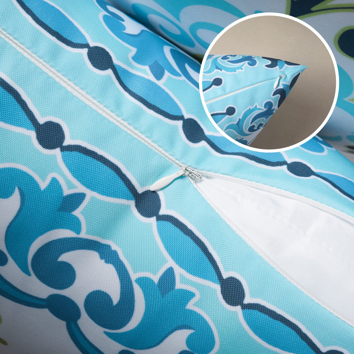 Phantoscope outdoor cushion cover being machine washed for easy care.