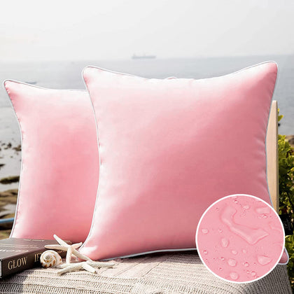 Phantoscope pink 18x18 outdoor pillow cover for patio decor with waterproof protection.