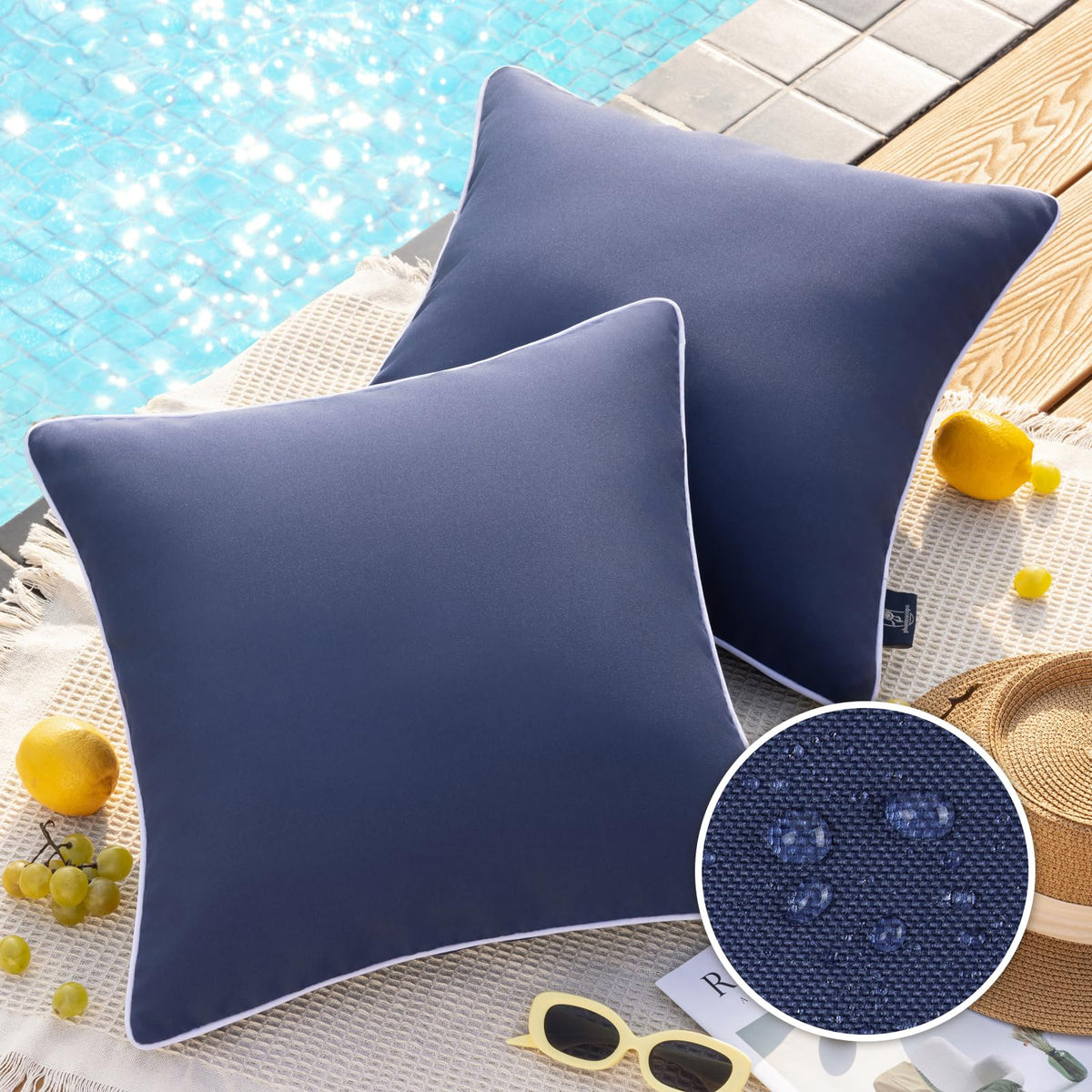 Phantoscope waterproof pillow cover 20x20 dark blue protects outdoor cushions.