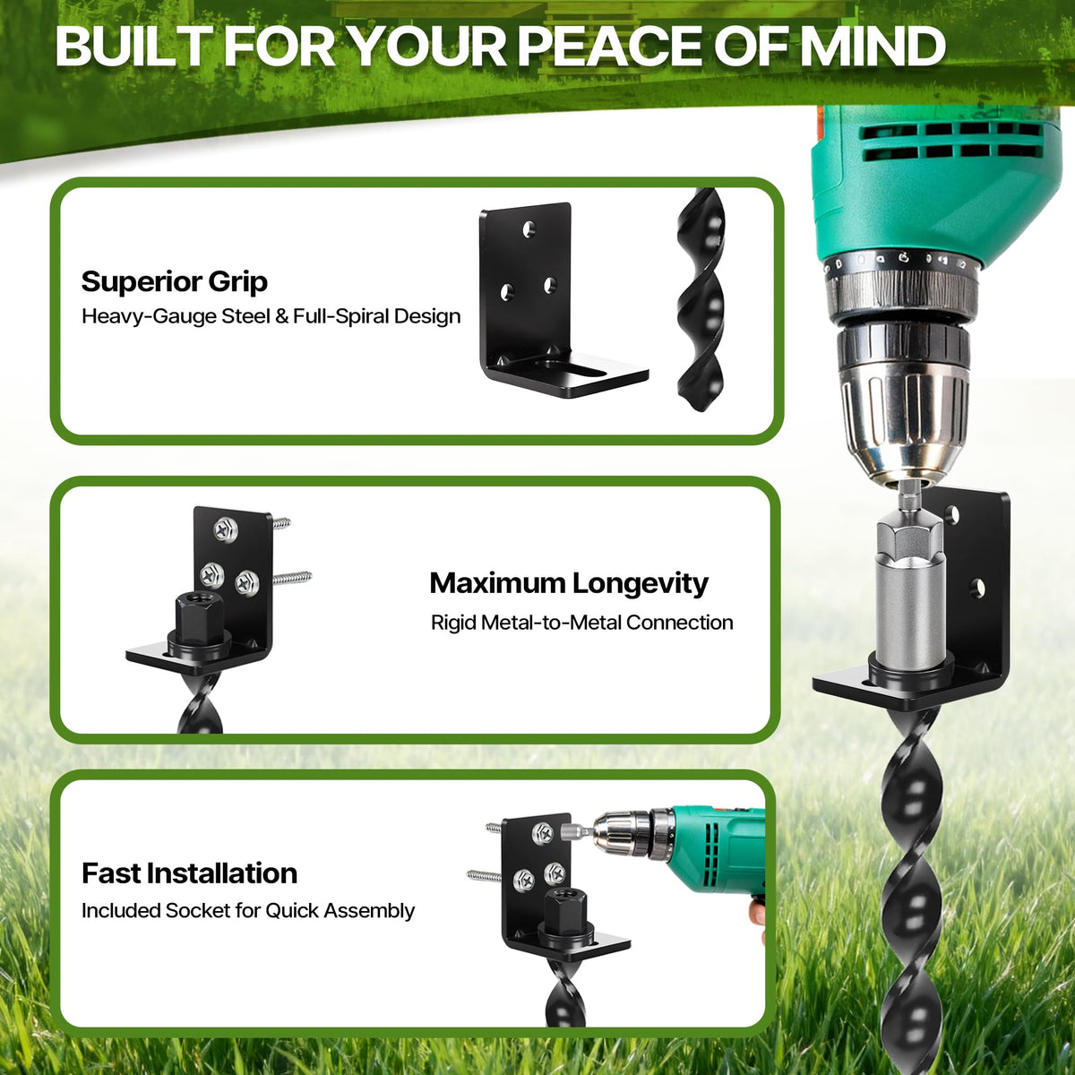 PHATRIP ground anchors with brackets and adapters for easy setup