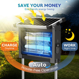 PhatroyYee Solar Bug Zapper IP44 Waterproof withstands rain and wind