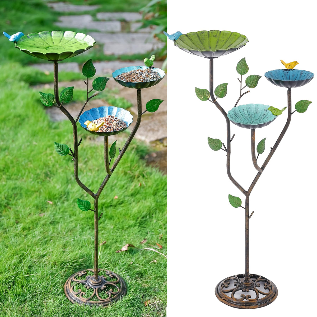 Phaxth outdoor bird bath pedestal invites birds to bathe in your garden