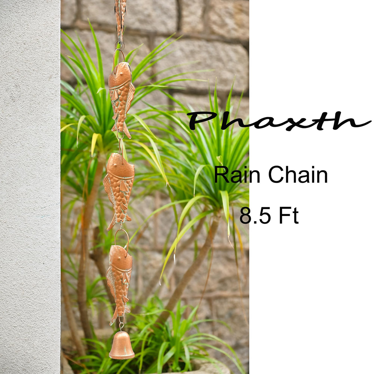 Phaxth outdoor rain chain decorating garden and patio