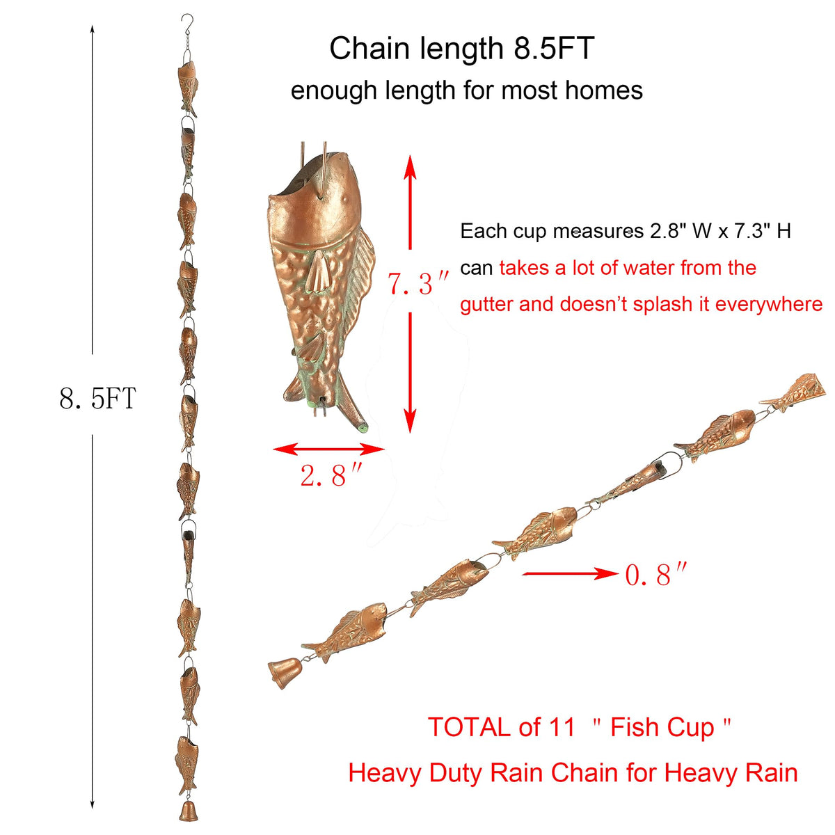 Phaxth fins and scales detail on rainbow trout rain chain