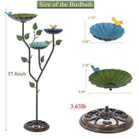 Phaxth metal bird bath bowl 9.4 inch diameter for safe bathing