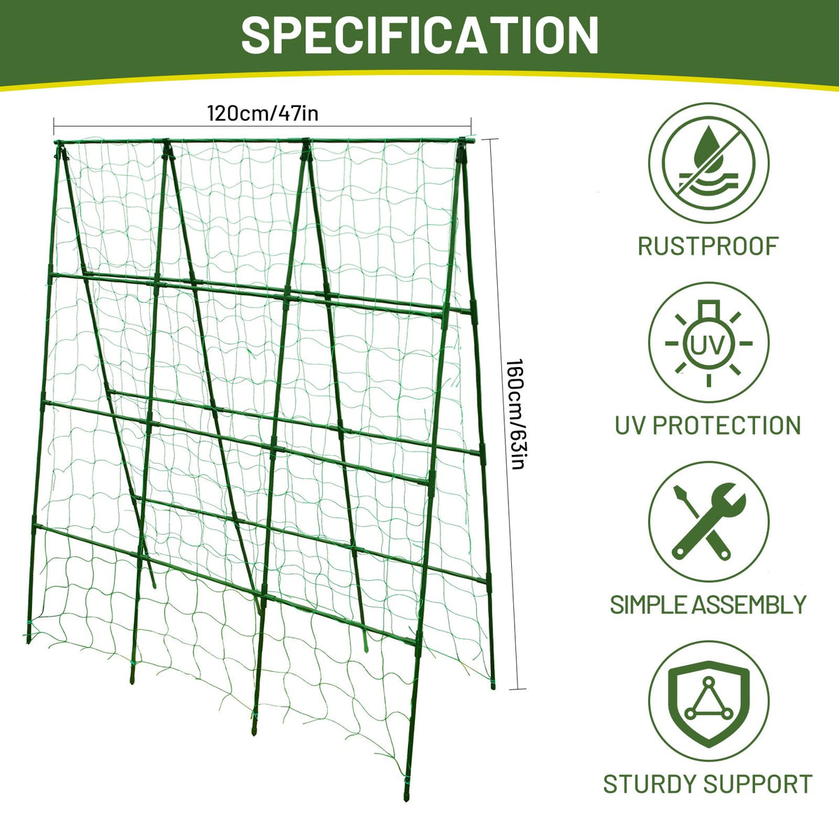 PHENEAHILL rustproof steel frame withstands wind and rain for long-term garden use.
