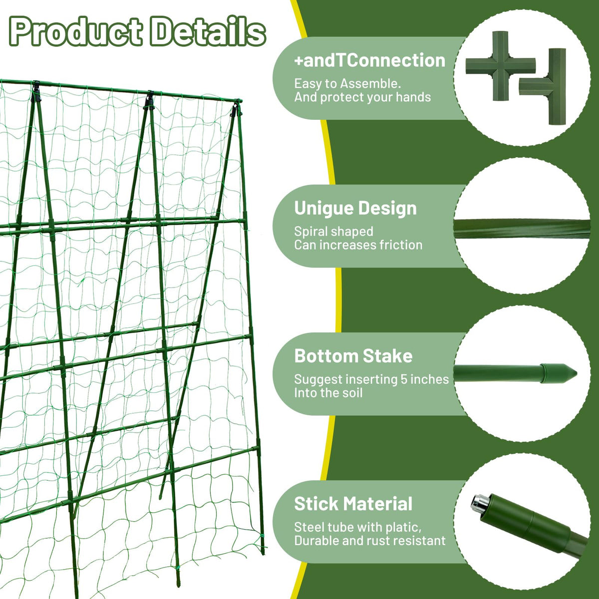 PHENEAHILL trellis provides heavy-duty support for cucumbers and climbing plants in outdoor gardens.