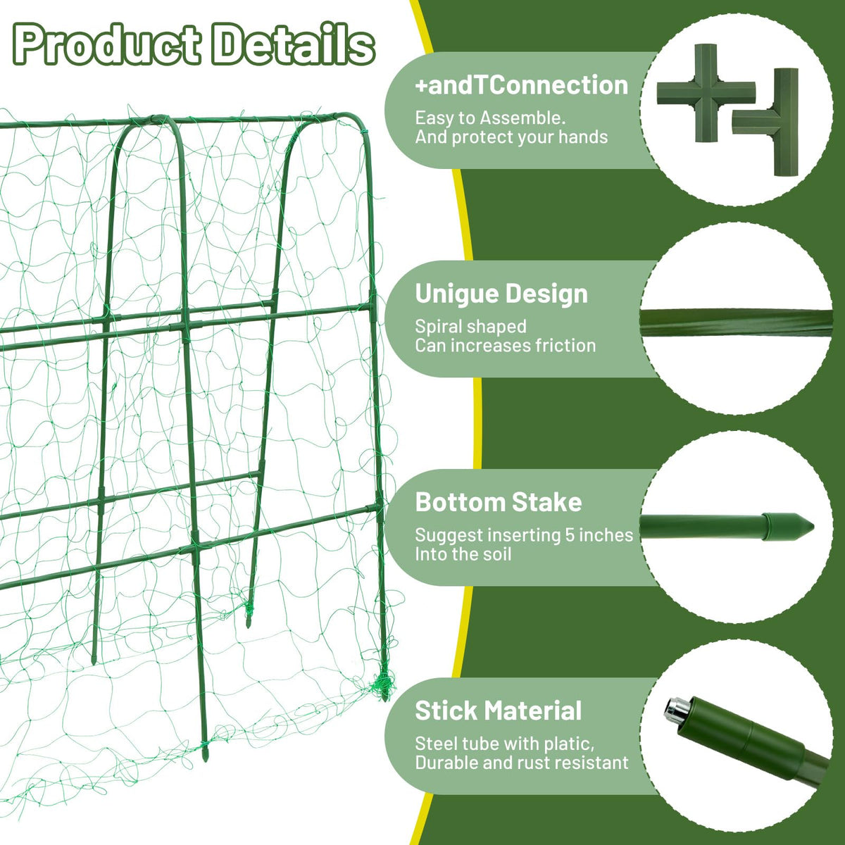 PHENEAHILL U-Shaped Trellis supports beans while keeping vines tidy and off the ground.