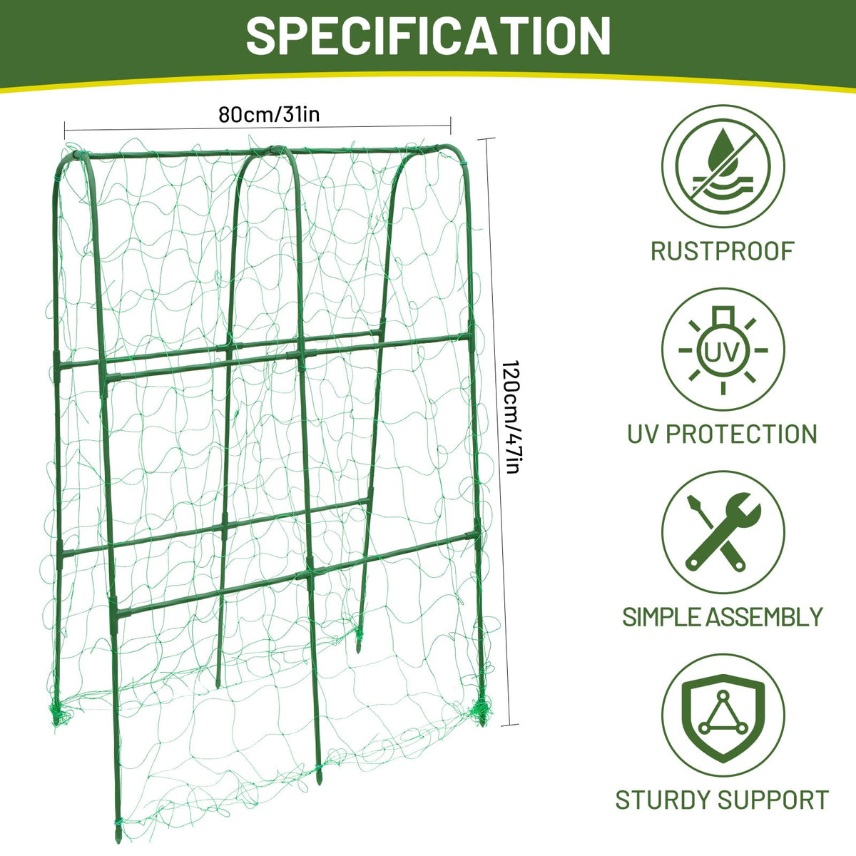PHENEAHILL U-Shaped Trellis guides light climbers to grow upward with improved airflow.