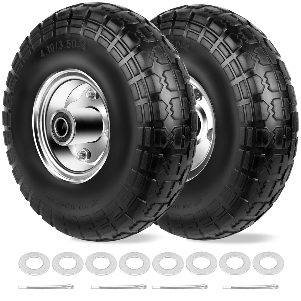 Phepetroll 10-inch solid tire with 5/8-inch bore for garden cart replacement