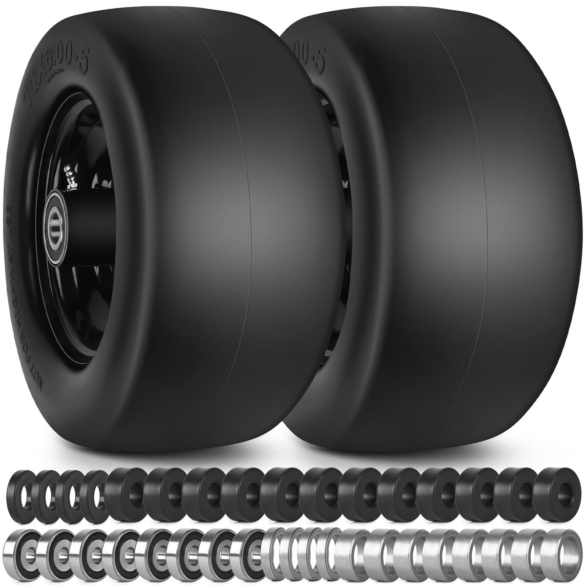 Phepetroll 11x6-5 flat-free front tire with centered hub for zero-turn mowers, stable mowing.