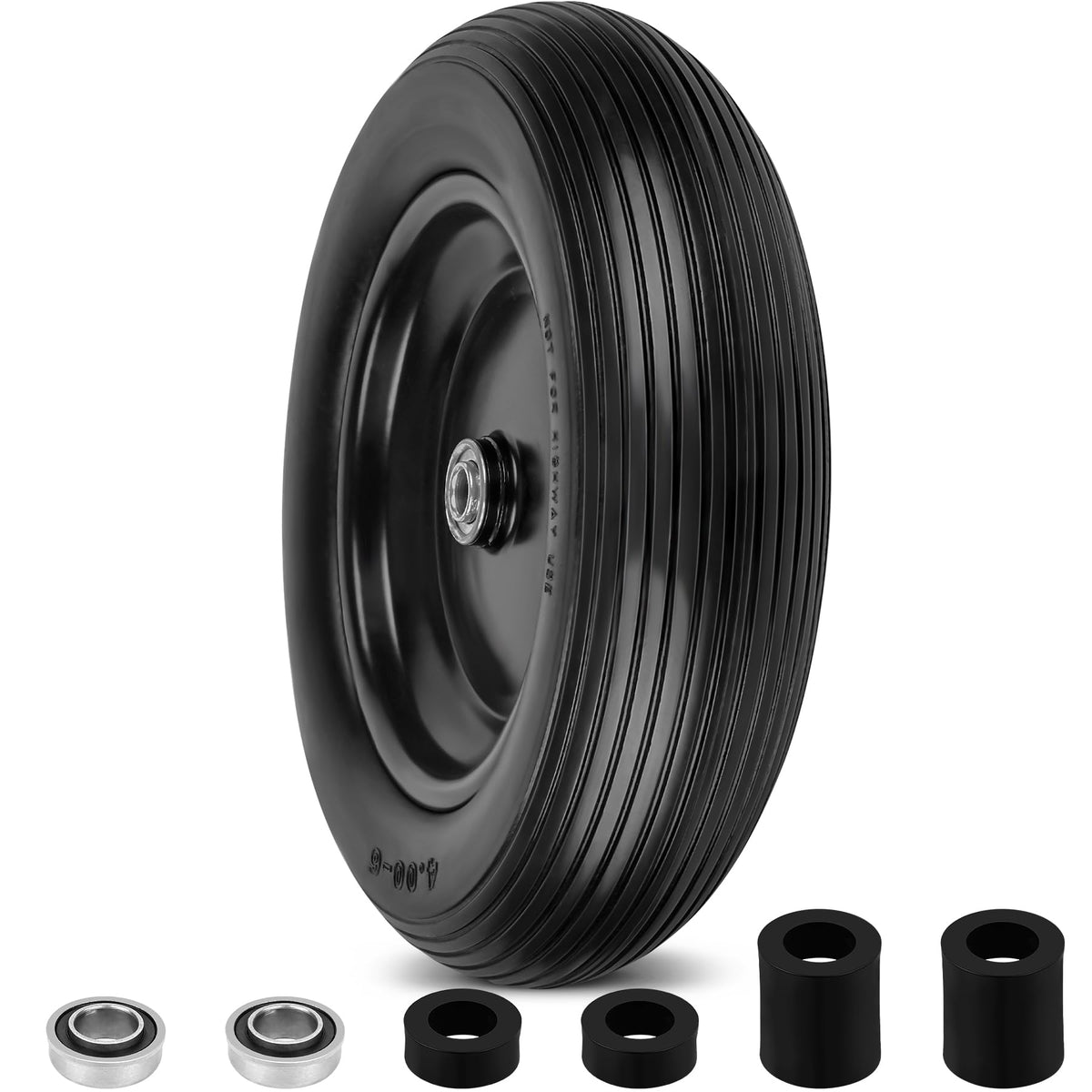 phepetroll 13-inch flat-free wheel tire front view showing durable construction