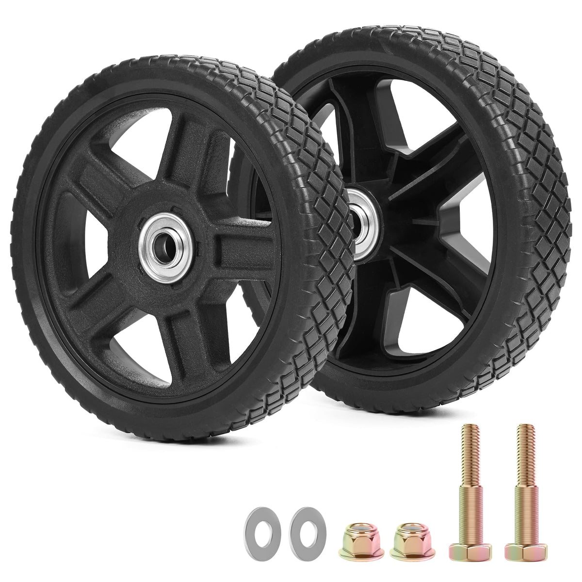 Phepetroll 7-inch lawn mower wheel kit for easy replacements and smooth mowing.