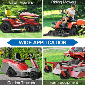Phepetroll front tire provides steady traction and reduced turf impact during operation.