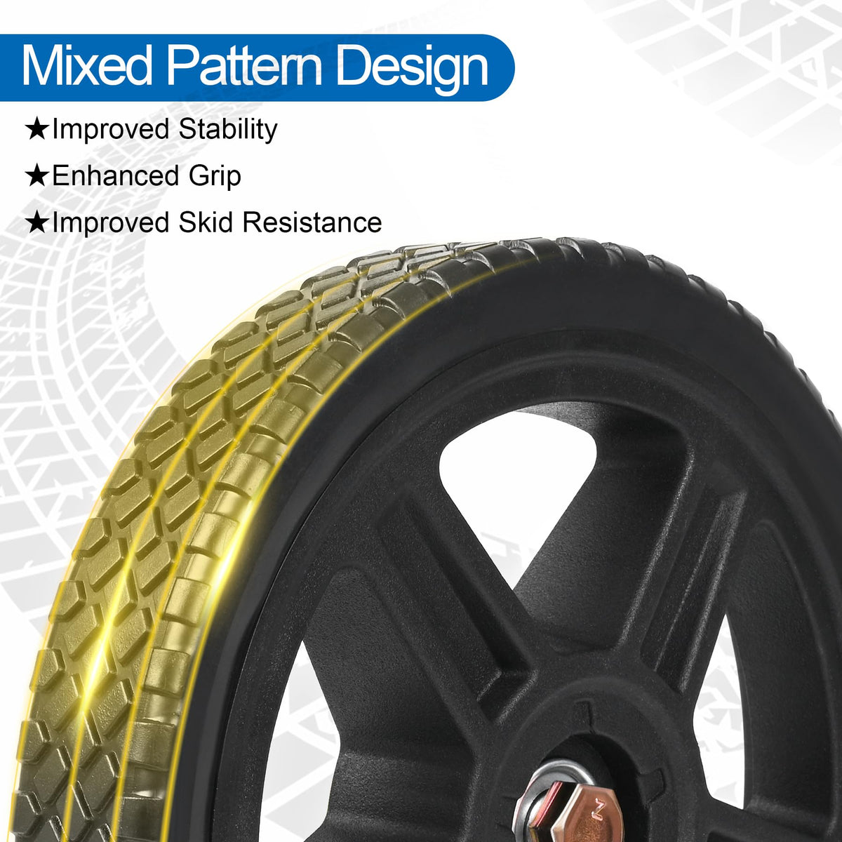 Phepetroll half-inch bearing wheels enhance mower compatibility and durability.