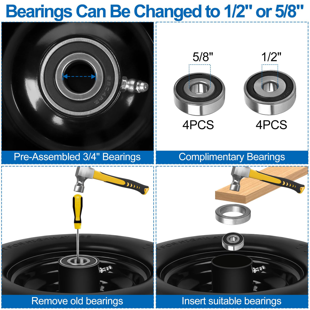 Phepetroll solid polyurethane tire resists punctures and reduces downtime during mowing.