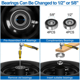 Phepetroll solid polyurethane tire resists punctures and reduces downtime during mowing.