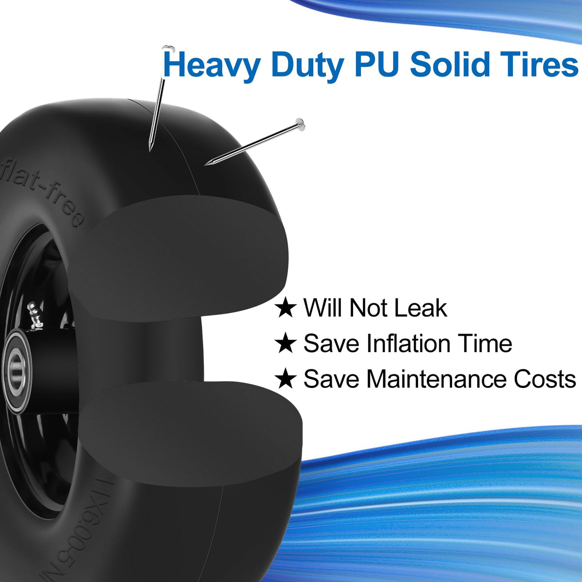 Phepetroll zero-turn mower front tire assembly compatible with multiple equipment.