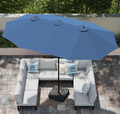 PHI VILLA 15ft patio umbrella closed for easy storage and compact setup.