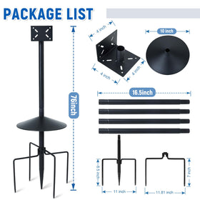 Phikrou ground stake and hardware enable quick, straightforward installation.