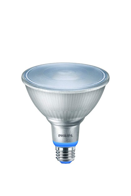 Philips LED PAR38 bulb close-up highlighting compact grow light for healthy plant growth.