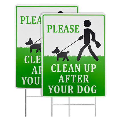 Philoch clean-up dog sign 12x9 in yard, high visibility reminder to scoop