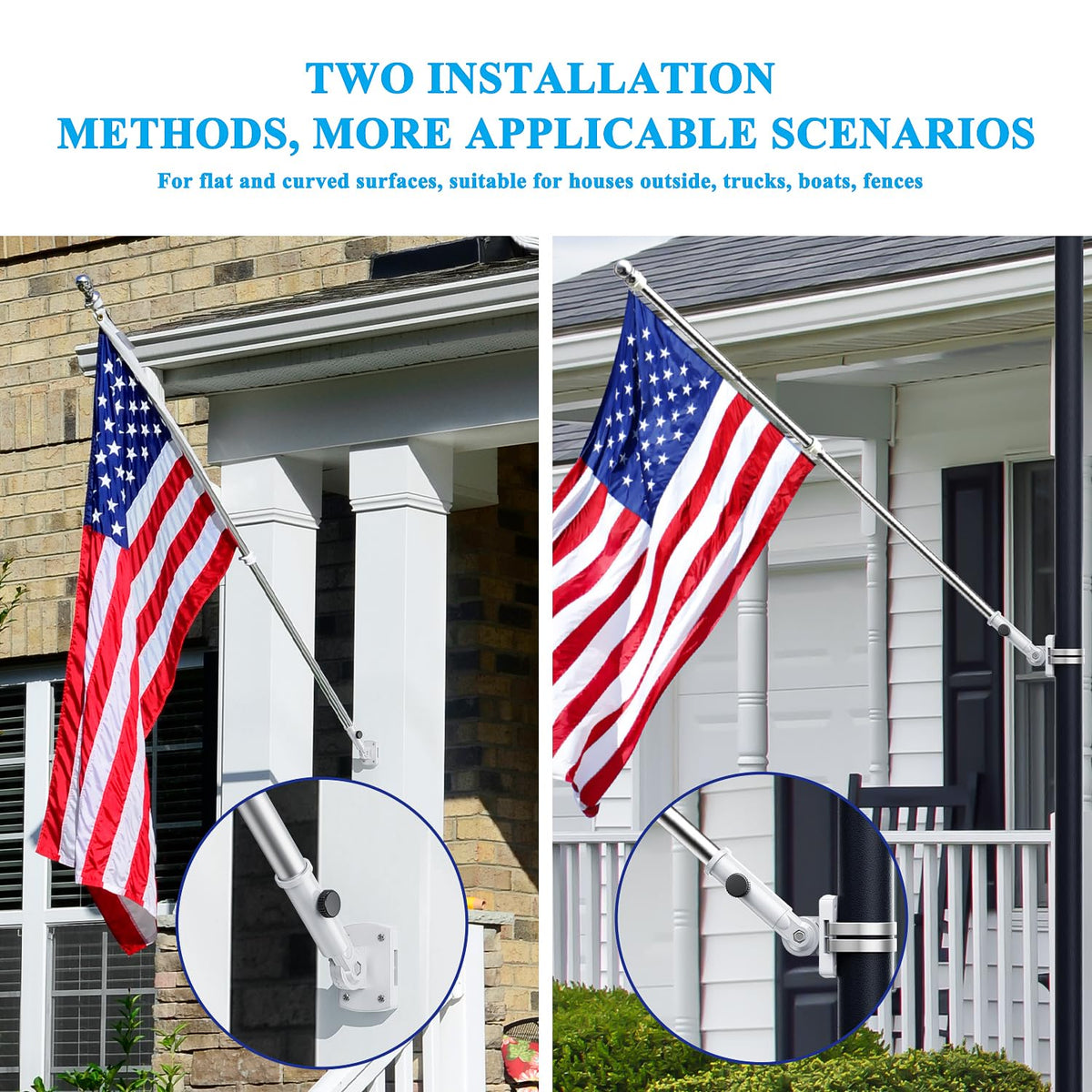 PHITRIC heavy-duty flag holder supports 1 inch poles securely
