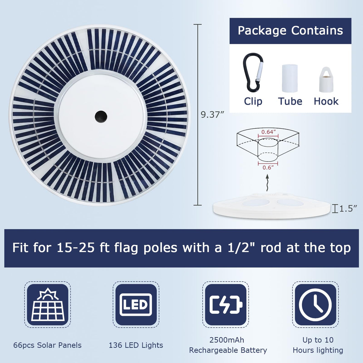 PHITRIC dusk-to-dawn sensor automatically activates the flag light.