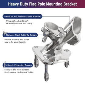 PHITRIC flag pole bracket offers 45° or horizontal display for versatility.