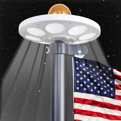 PHITRIC flag pole light with 136 LEDs for bright night visibility.