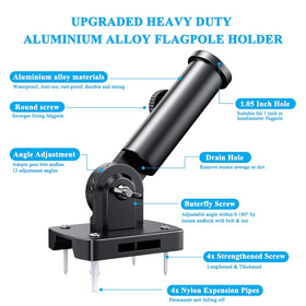 PHITRIC heavy-duty aluminum flag holder provides sturdy support in all weather.