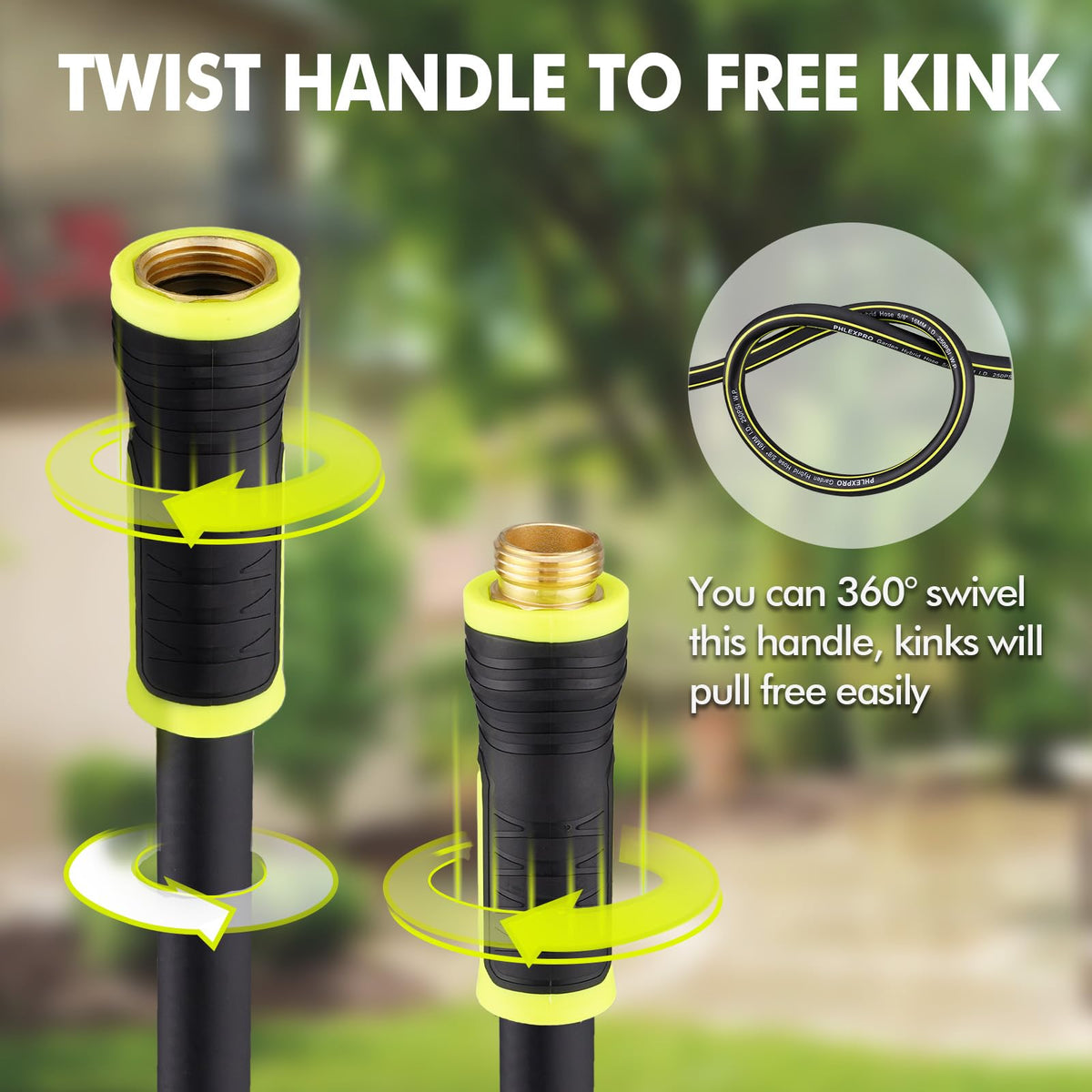 PHLEX PRO kink-free design ensures smooth water flow around obstacles in the yard.