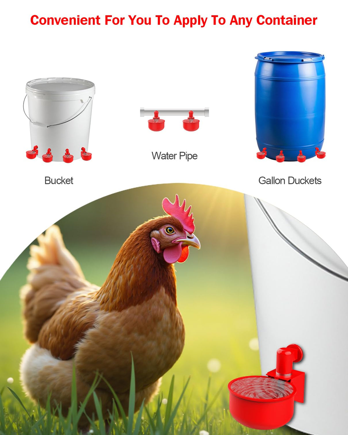 PHOEGRAY water cups with punch tool for quick installation in buckets.