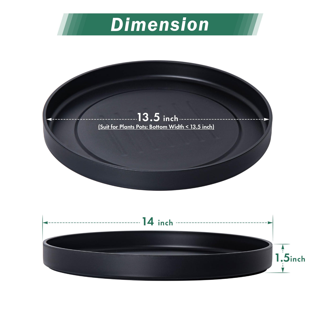 Phoenix Vine 14 inch saucer inner diameter highlights planter fit and drainage.