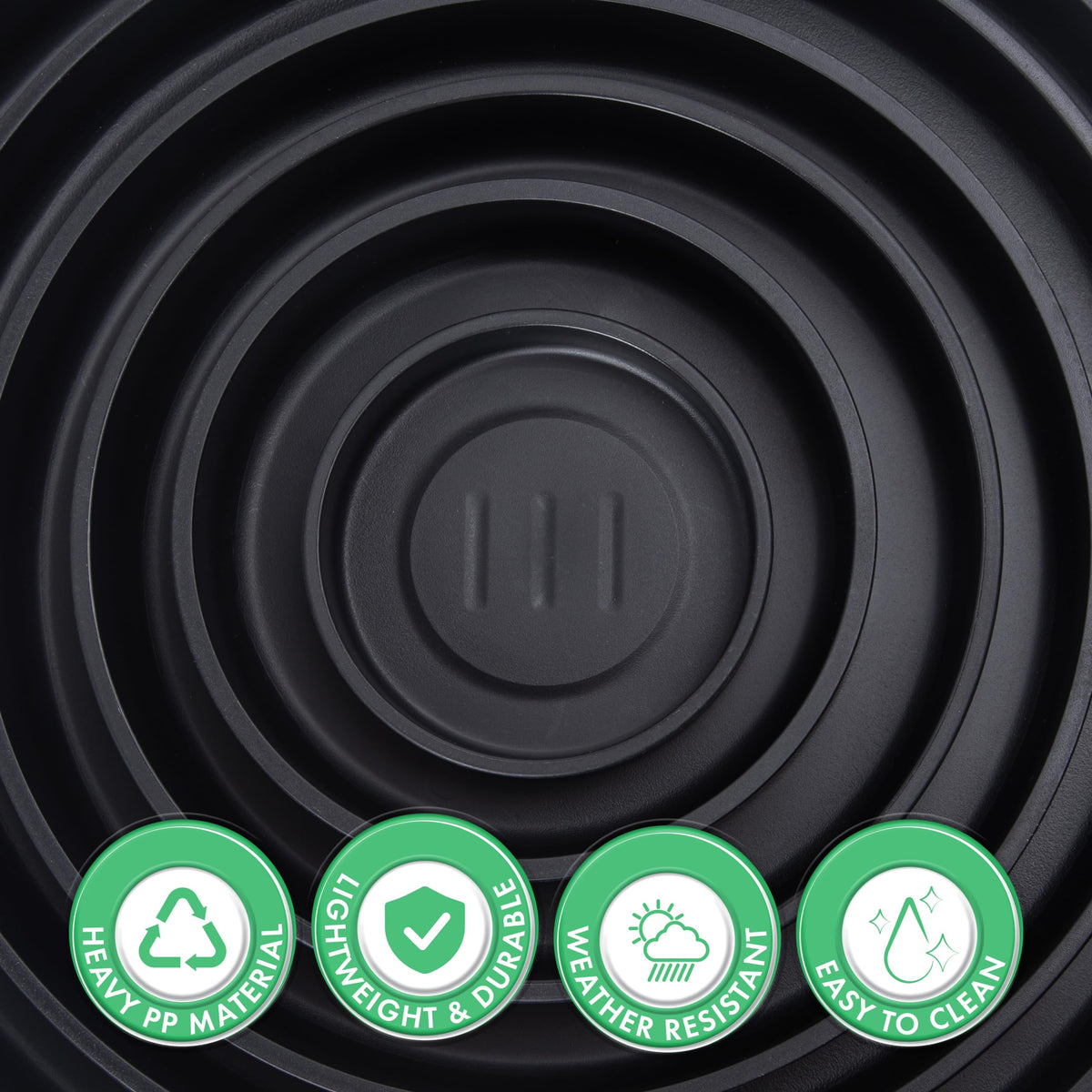 Phoenix Vine 14 inch saucer matte black finish complements modern decor.