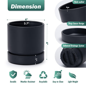 Phoenix Vine 4-inch planter with deep bottom saucer for overflow protection.
