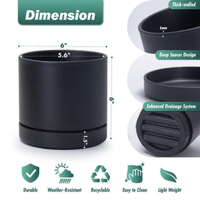 Phoenix Vine planter pot with drainage hole, side view, helps prevent overwatering.