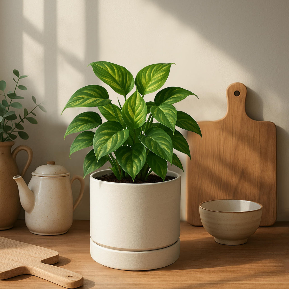 Phoenix Vine matte black planter adds understated elegance to any room