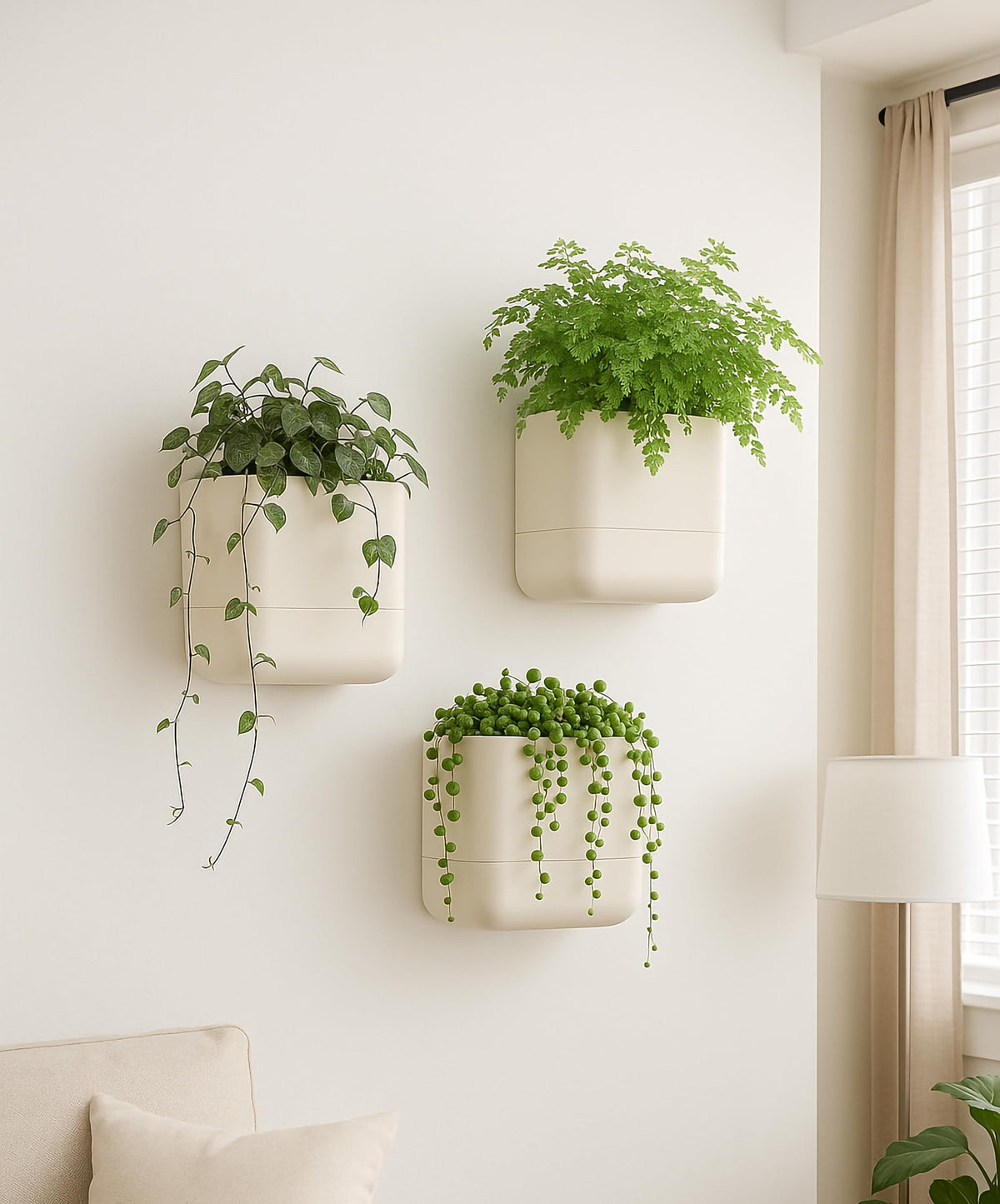 Phoenix Vine oatmeal matte finish on wall planter