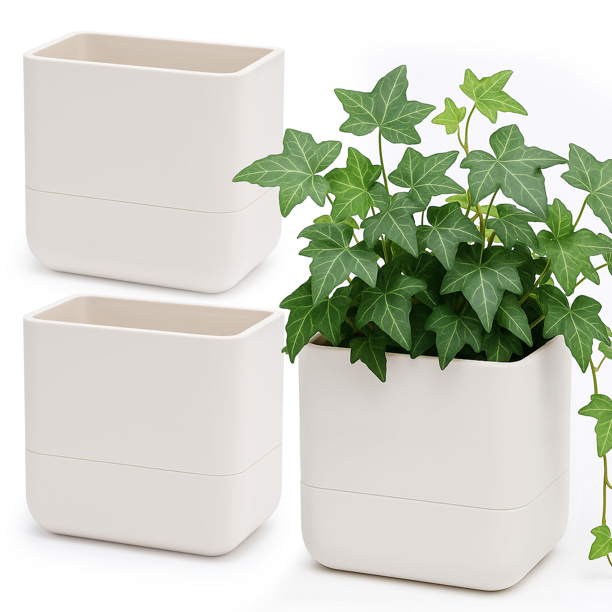 Phoenix Vine wall-mounted planter set of 3 in oatmeal, showcasing a vertical garden