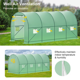 Phonjoroo Greenhouse double-zipper door helps keep bugs out and warm air in