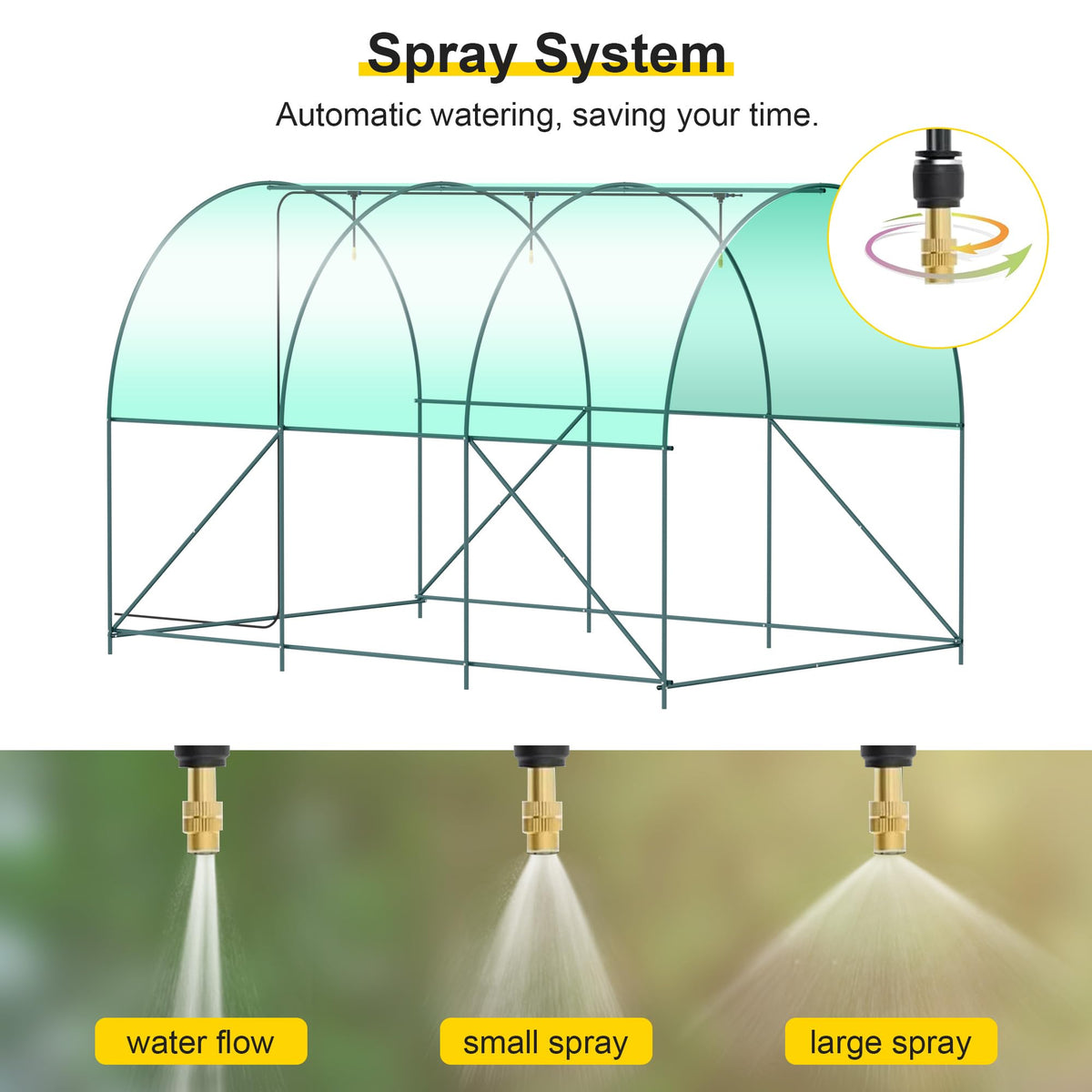 Phonjoroo spraying system with adjustable nozzles for customizable watering.