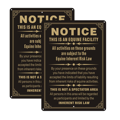 Phyabe Equine Liability sign 14x10 front view shows durable rust-free aluminum for outdoor barns.