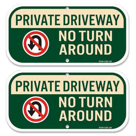 Phyabe no-turn-around sign for private driveways, 12x6, rust-free aluminum for outdoor use.