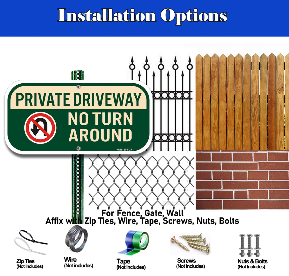 Phyabe rust-free aluminum sign with UV coating resists fading in sun and rain.