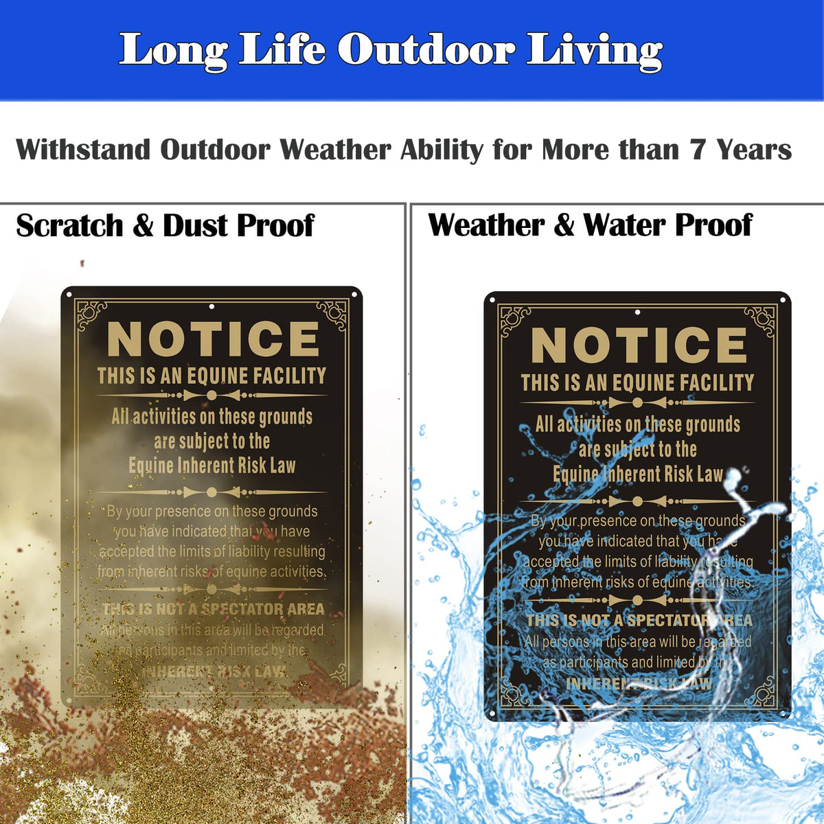 Phyabe weatherproof outdoor sign resists rain and sun for year-round visibility.