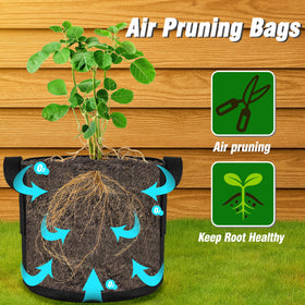 PHYEX 1-gallon grow bags measure 7.8 diameter by 5.9 inches, ideal for small-space gardens.